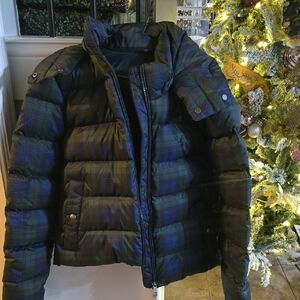 Ralph Lauren Navy  Plaid Puffer Jacket sz small